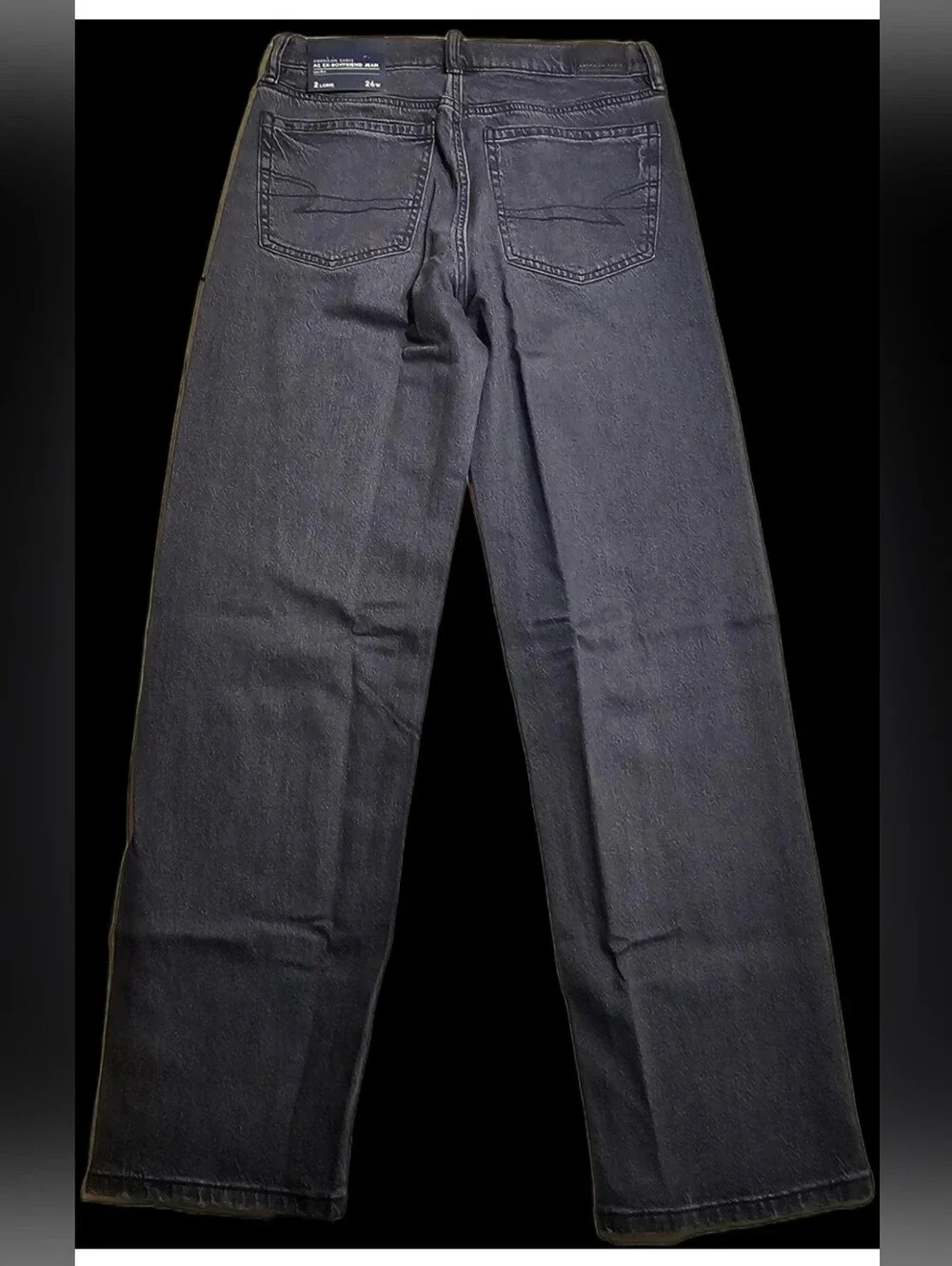 NWT American Eagle Ex-Boyfriend Jeans Black Studded Low-Rise Size 2 Long